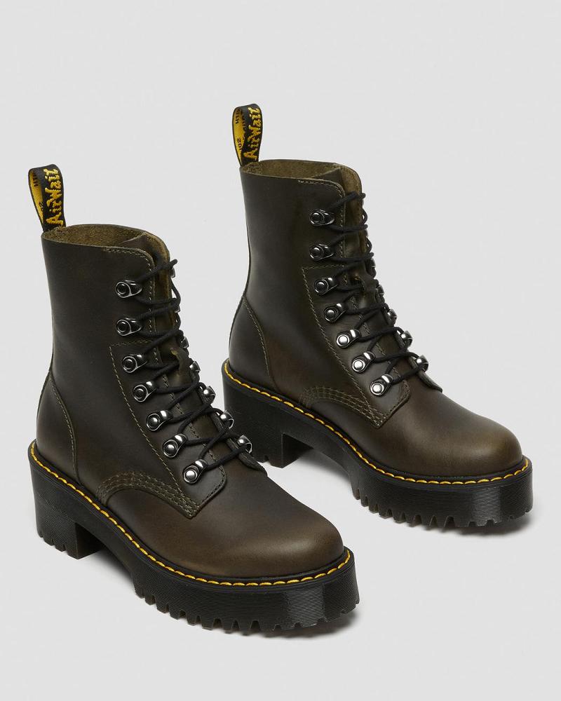 Dr Martens Leona Leren Enkellaars Dames Bruin | NL 701FDN